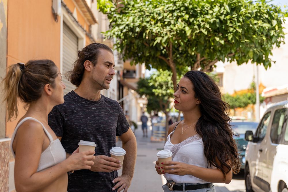 Britisher talking with spanish people