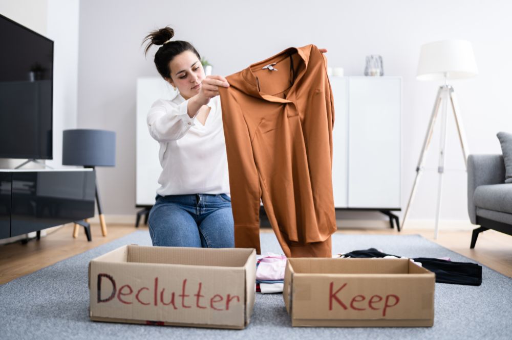 Lady decluttering house