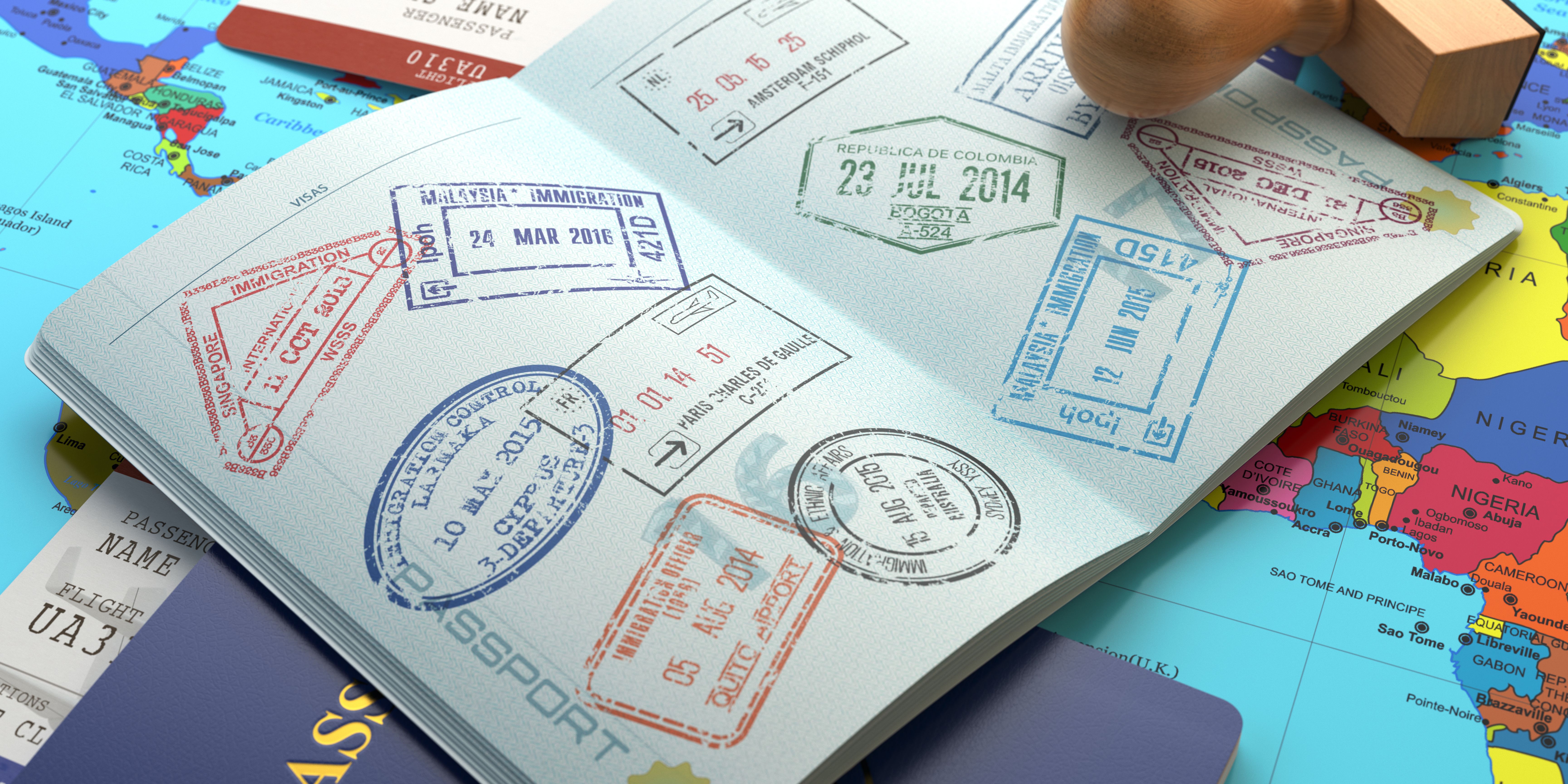 Passport with stamps