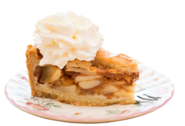 slice of Dutch apple pie with whipped cream on saucer