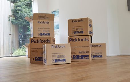 pickfords cardboard boxes ready to relocate your belongings