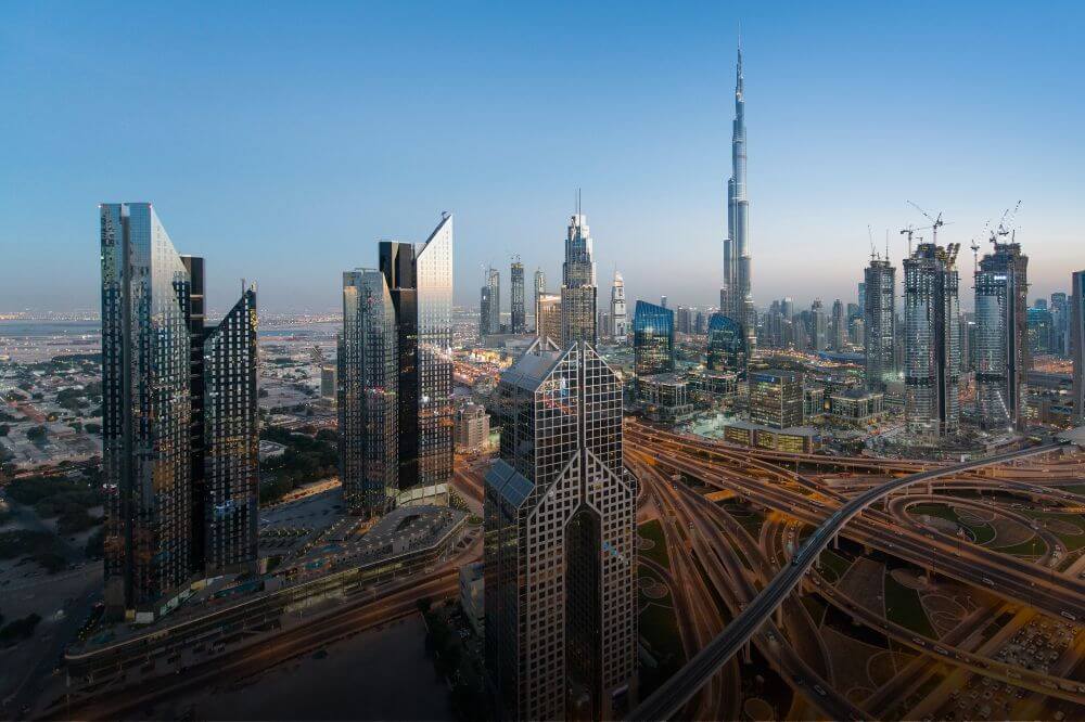 Dubai skyline including the Burj Khalifa. The pros and cons of living in Dubai